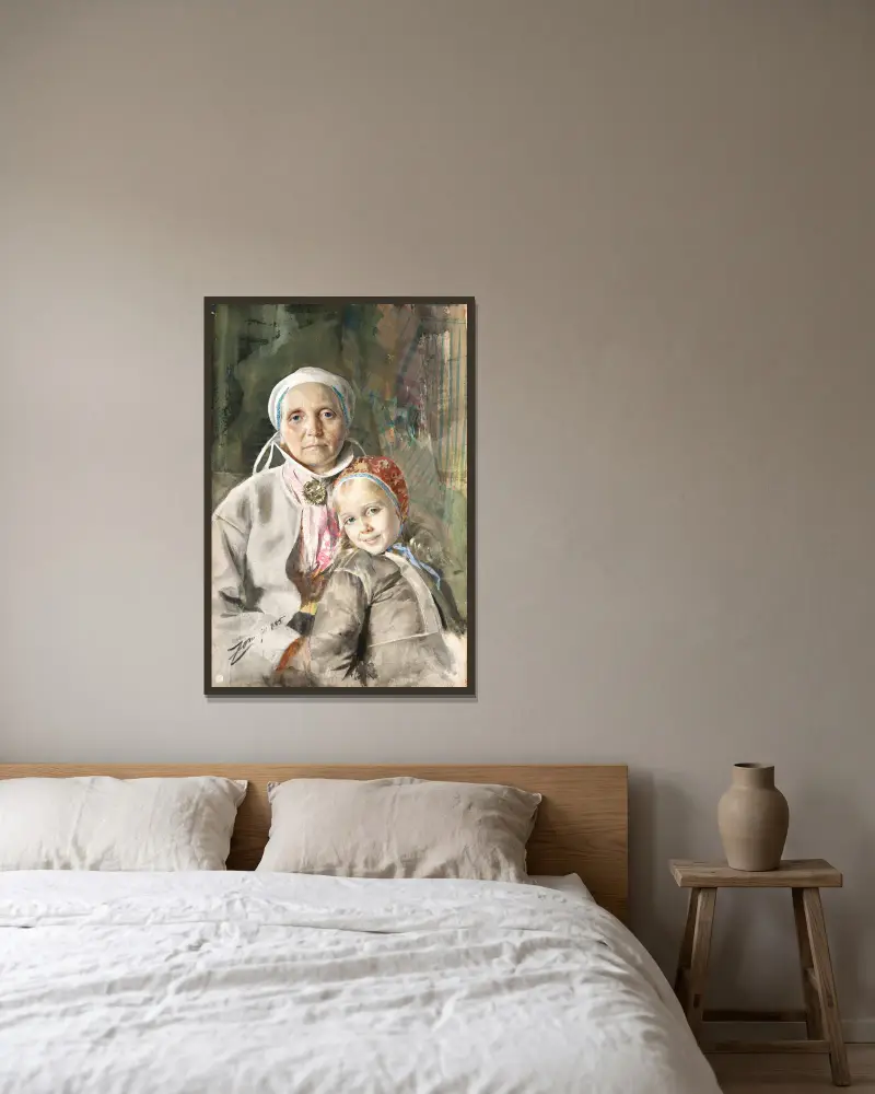 Mona a Karin, Anders Zorn v rámu na stěně