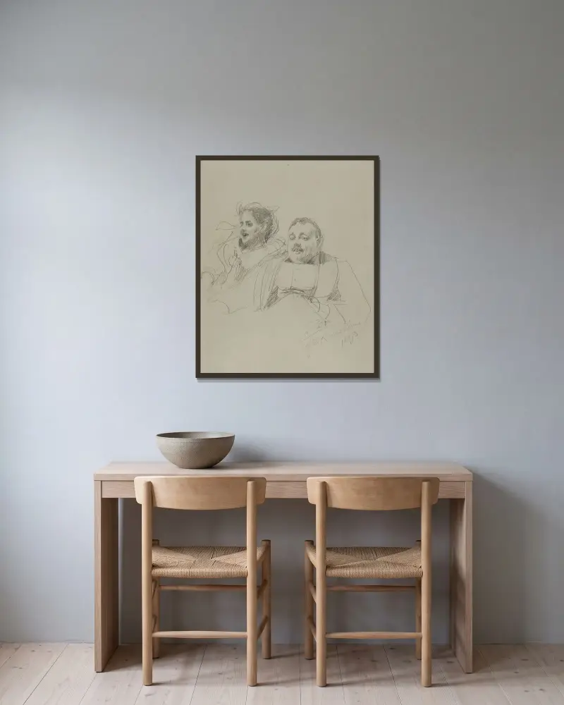 Herr och fru Raymond Johnson av Anders Zorn inramad på en vägg