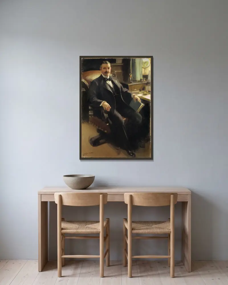 Mr. Henry Clay Pierce von Anders Zorn gerahmt an einer Wand