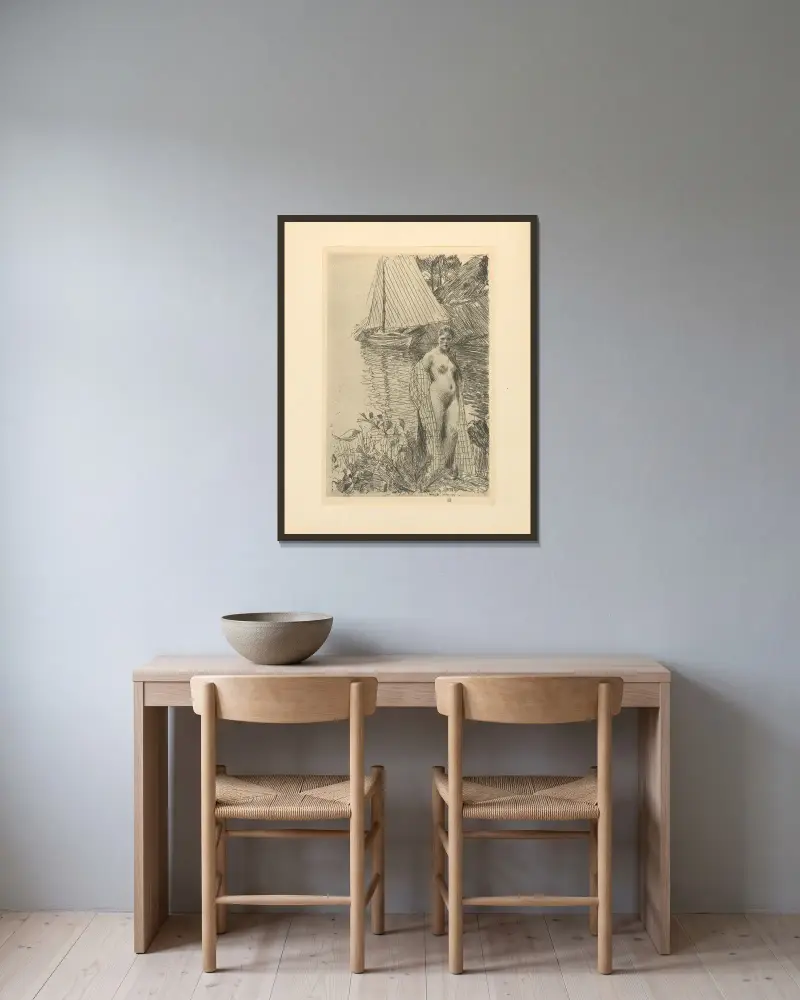 Min modell och min båt av Anders Zorn inramad på en vägg