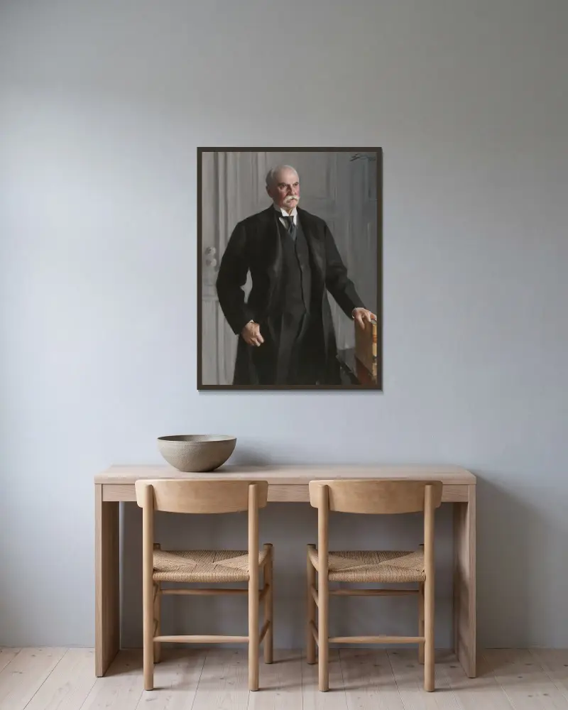 Nelson Wilmarth Aldrich av Anders Zorn inramad på en vägg