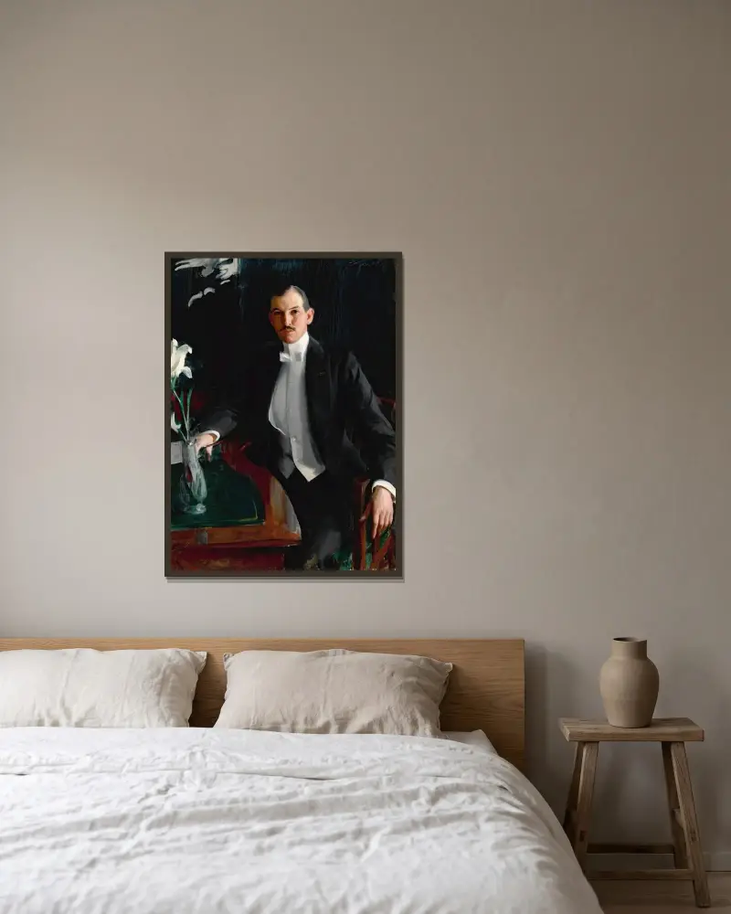 Porträtt av Harald Bildt av Anders Zorn inramad på en vägg