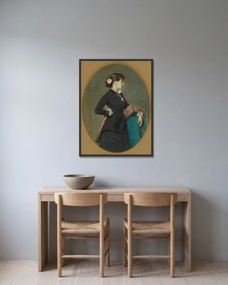 Porträtt av fröken Nyström av Anders Zorn inramad på en vägg