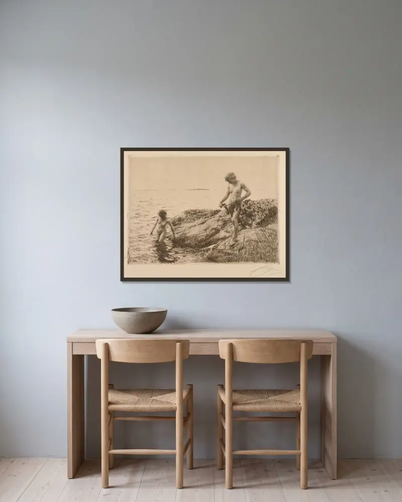 Schären zum Meer von Anders Zorn gerahmt an einer Wand