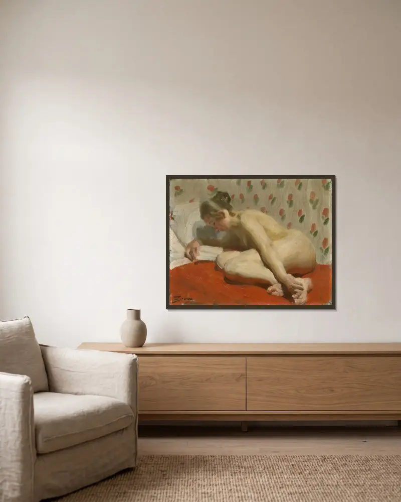 Studium aktu, Anders Zorn w ramie na ścianie