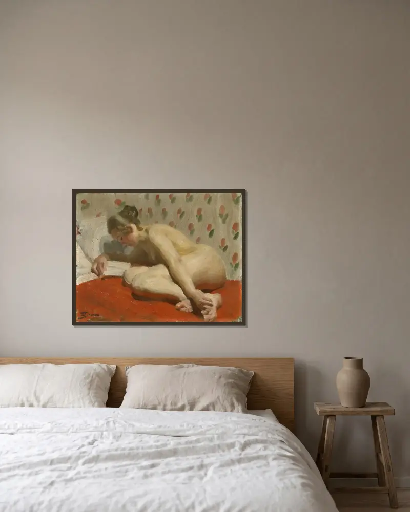 Studium aktu, Anders Zorn w ramie na ścianie