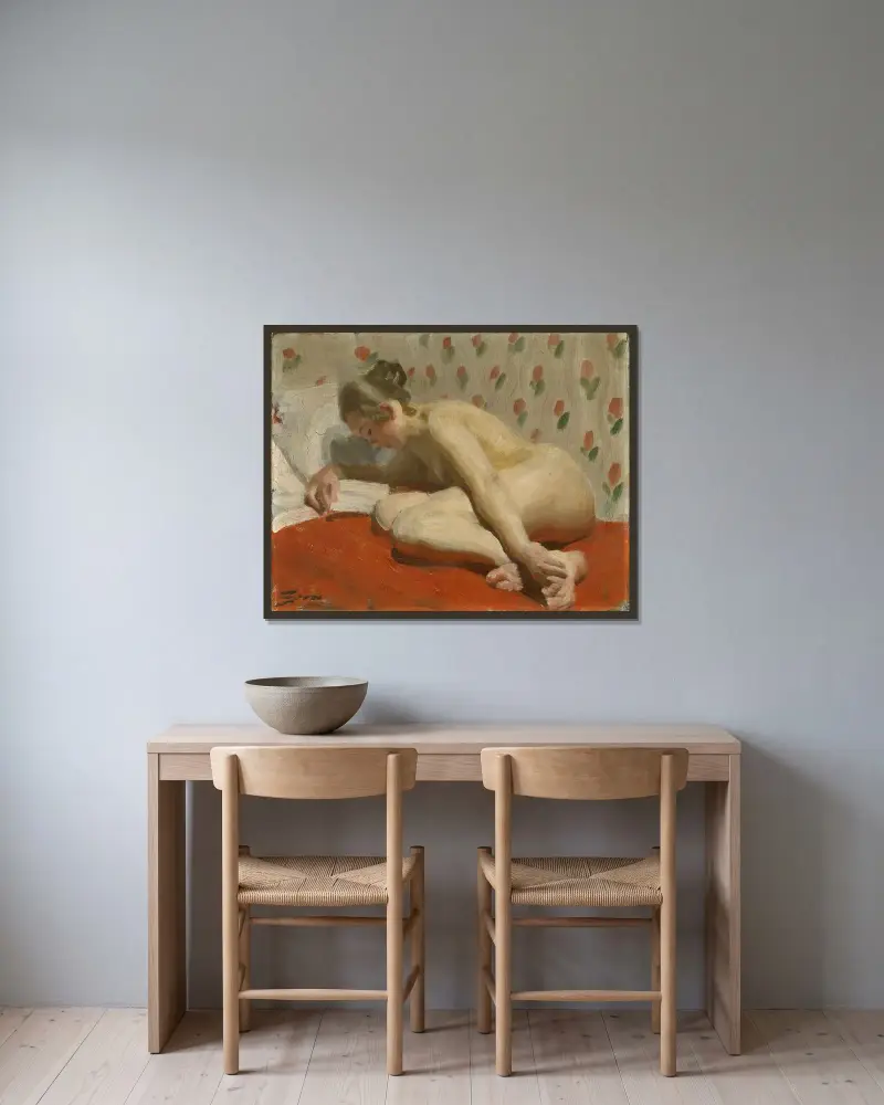 Studium aktu, Anders Zorn w ramie na ścianie