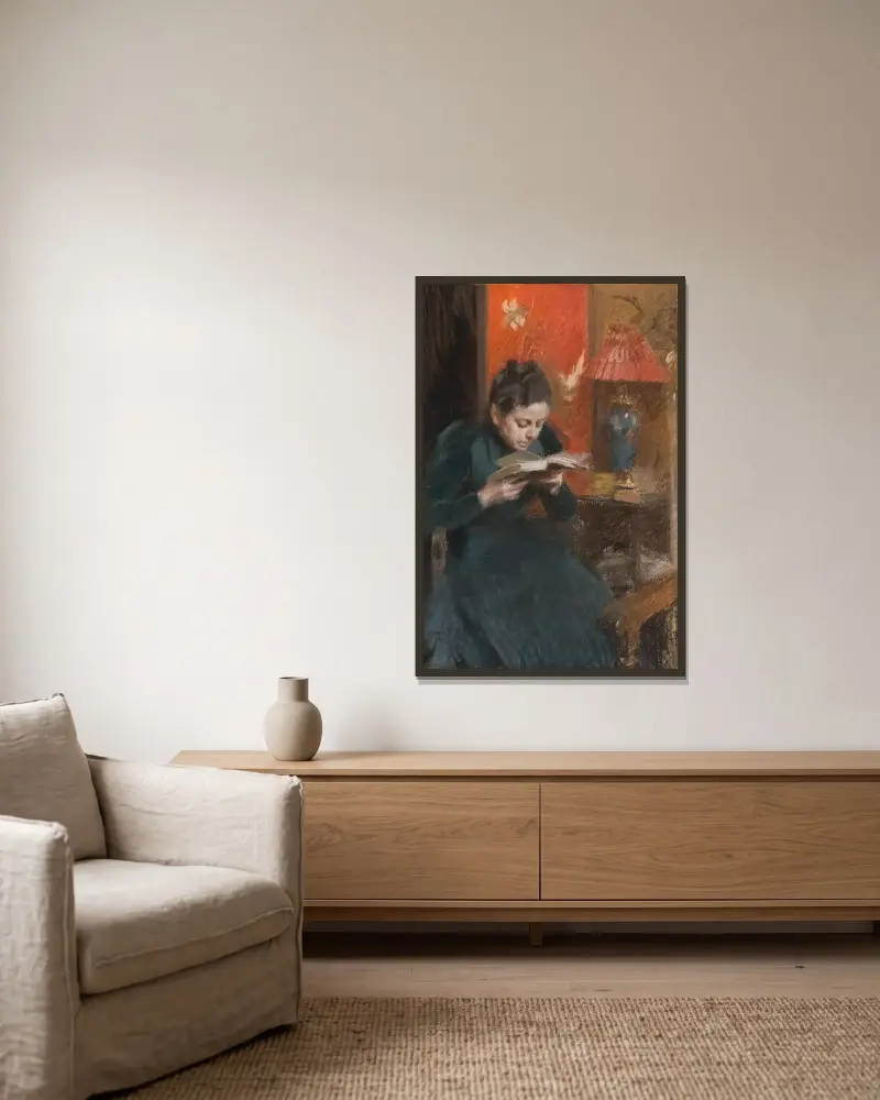 Konstnärens hustru av Anders Zorn inramad på en vägg