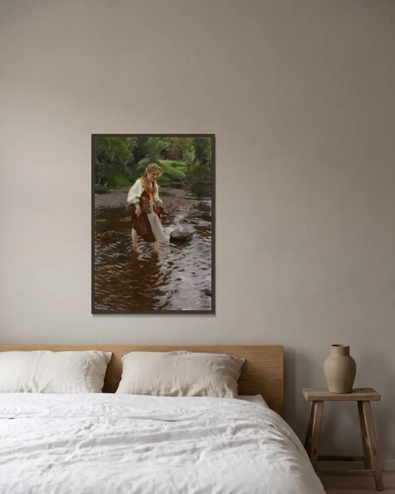 Flickan från Älvdalen av Anders Zorn inramad på en vägg