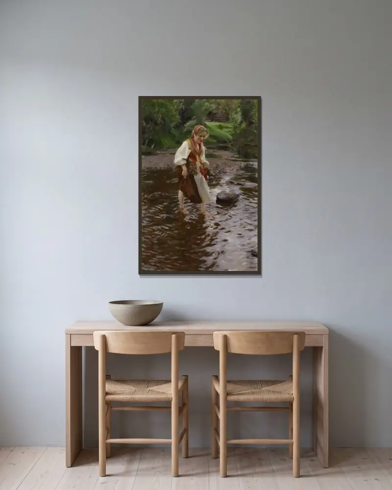 Flickan från Älvdalen av Anders Zorn inramad på en vägg