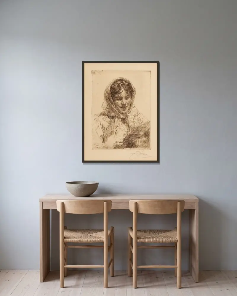 Dopisy, Anders Zorn v rámu na stěně