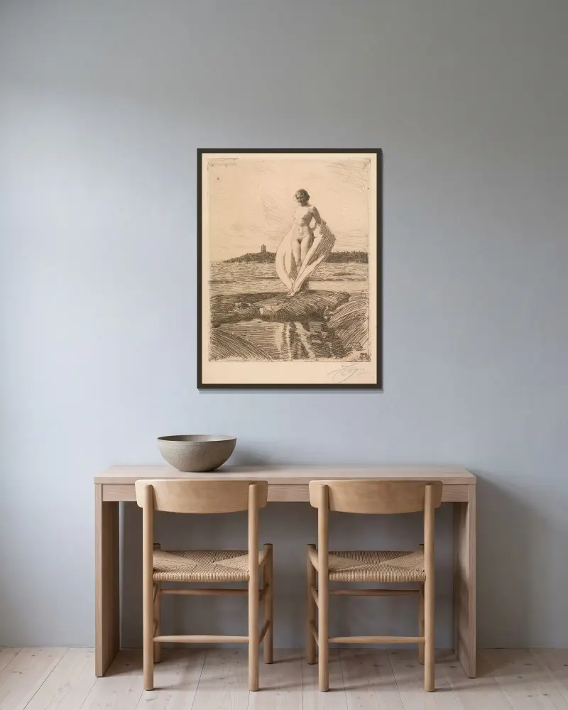 Labuť, Anders Zorn v rámu na stěně