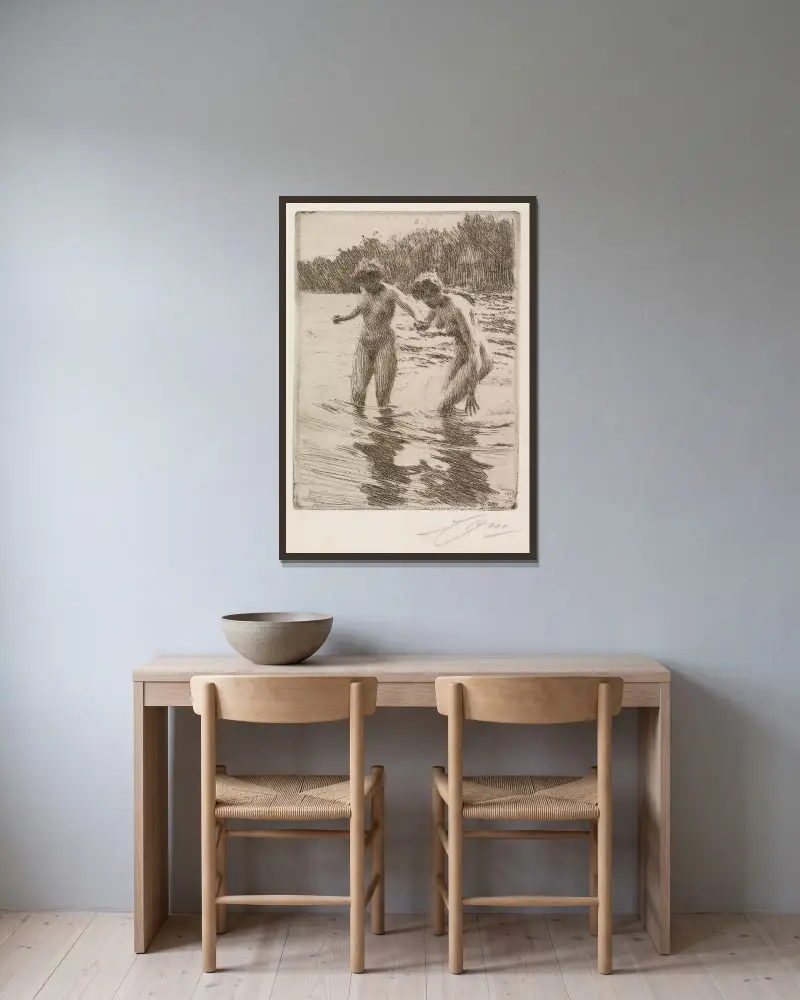 Dvě koupající se ženy, Anders Zorn v rámu na stěně