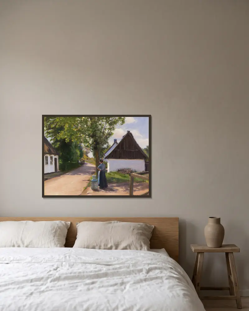 Dänische Dorfstraße von Hans Andersen Brendekilde gerahmt an einer Wand