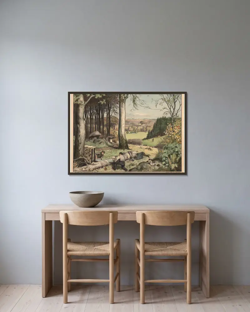 Im Wald von Hans Andersen Brendekilde gerahmt an einer Wand