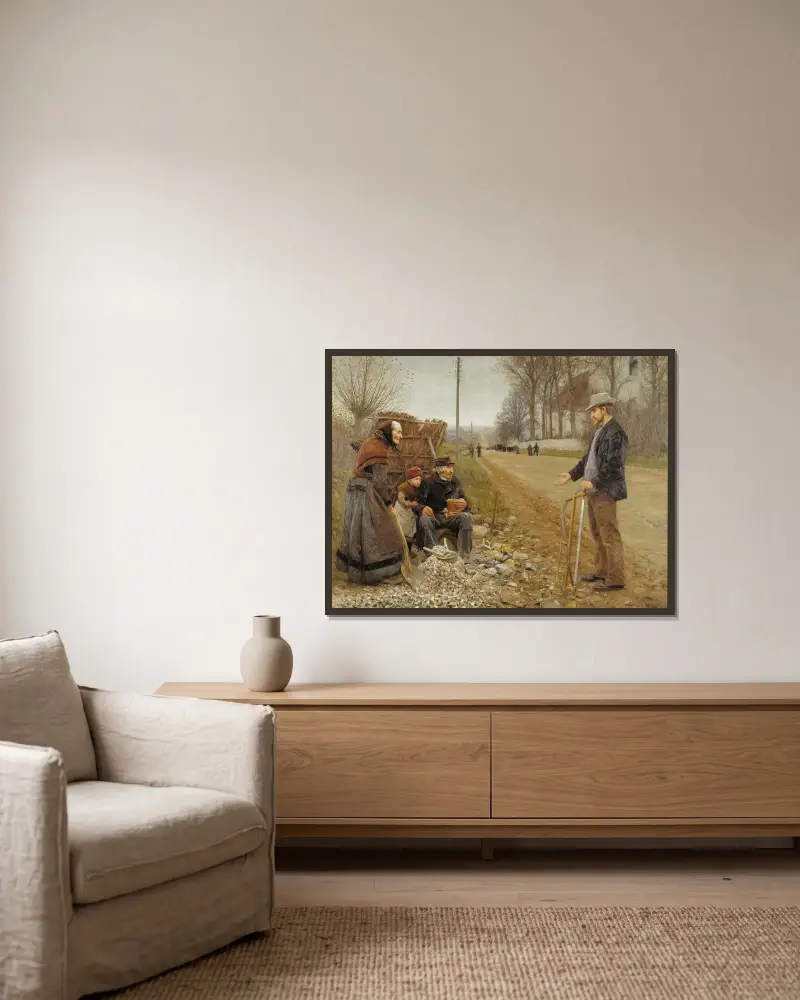 Menschen an einem Weg von Hans Andersen Brendekilde gerahmt an einer Wand