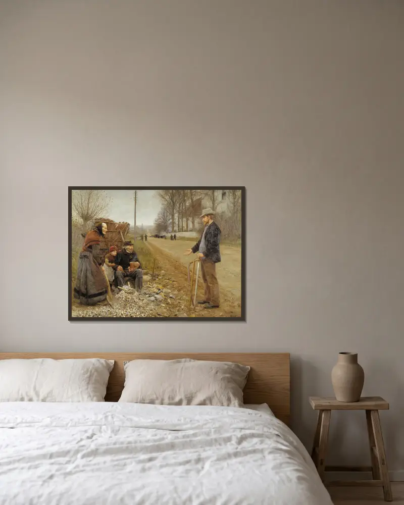 Menschen an einem Weg von Hans Andersen Brendekilde gerahmt an einer Wand