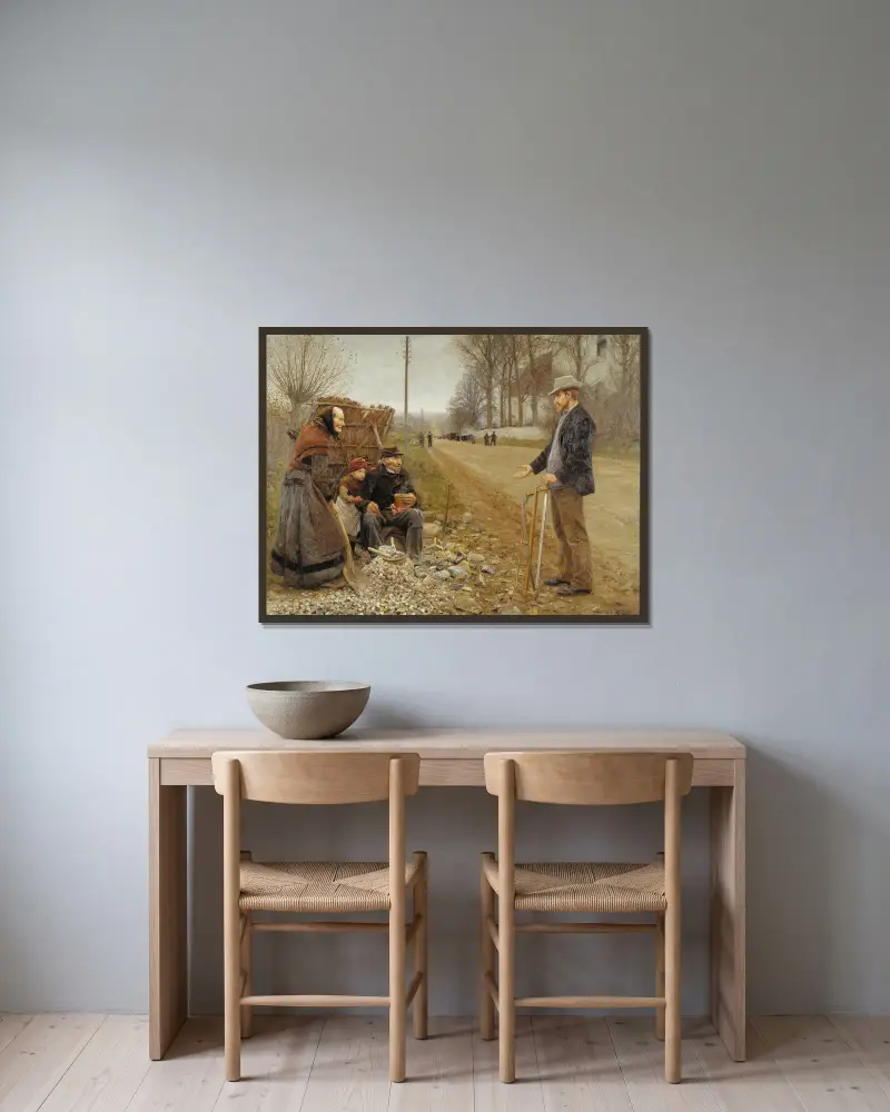 Menschen an einem Weg von Hans Andersen Brendekilde gerahmt an einer Wand