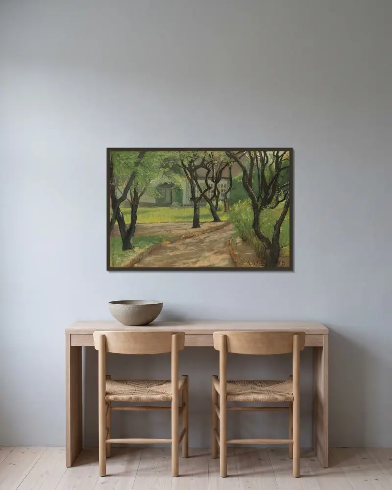 Ein gewundener Pfad von Laurits Andersen Ring gerahmt an einer Wand