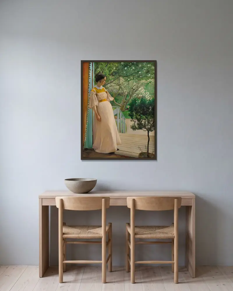 At The French Windows. The Artist’s Wife av Laurits Andersen Ring inramad på en vägg