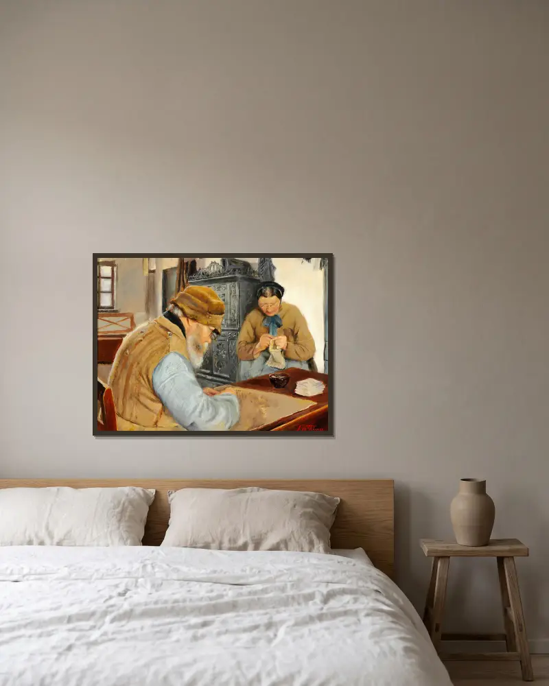 Husmandsvolk im Dorf Ring von Laurits Andersen Ring gerahmt an einer Wand