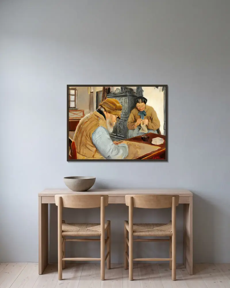 Husmandsvolk im Dorf Ring von Laurits Andersen Ring gerahmt an einer Wand