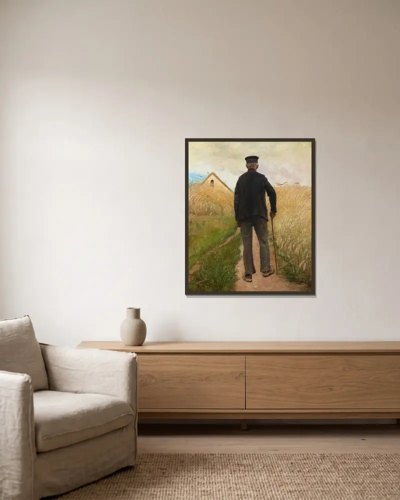 I Kornmarken (Walking in a Rye Field) av Laurits Andersen Ring inramad på en vägg