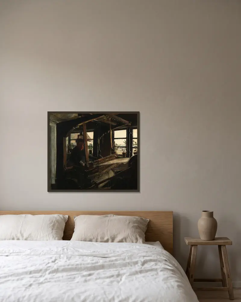 Interiör från Hanehoved Huse, fiskeläge i Melby socken av Laurits Andersen Ring inramad på en vägg