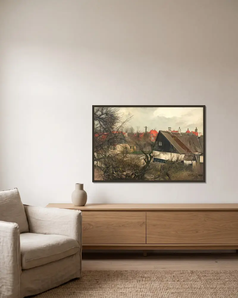 Sankt Jørgensbjerg av Laurits Andersen Ring inramad på en vägg
