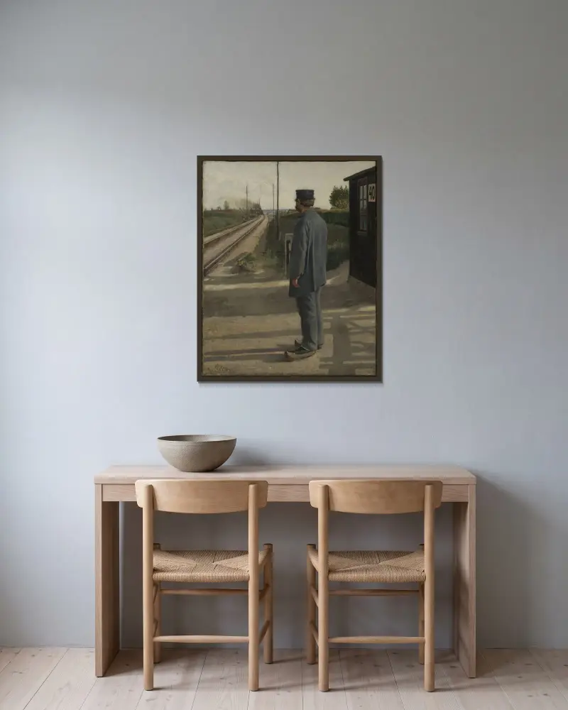 The Lineman av Laurits Andersen Ring inramad på en vägg