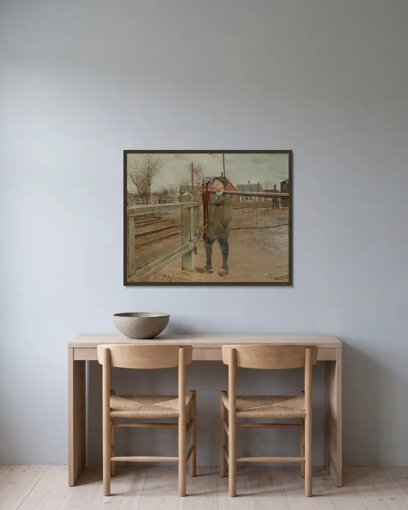 I väntan på tåget av Laurits Andersen Ring inramad på en vägg