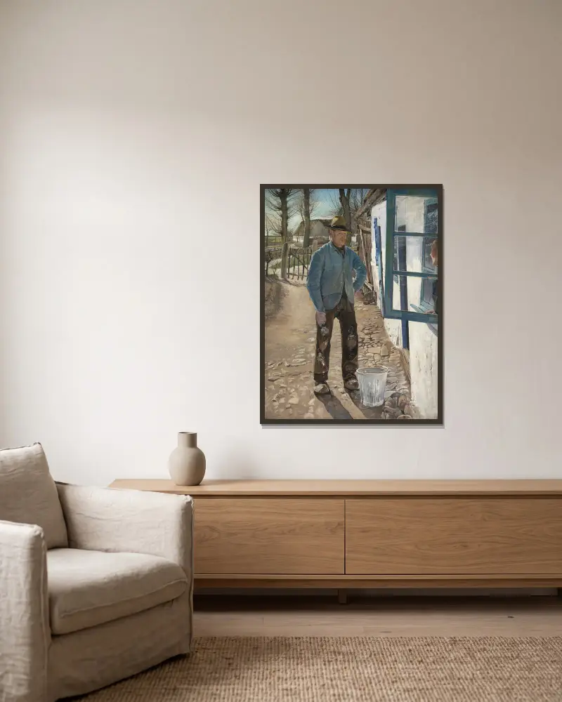 Bílý nátěr starého domu, Laurits Andersen Ring v rámu na stěně
