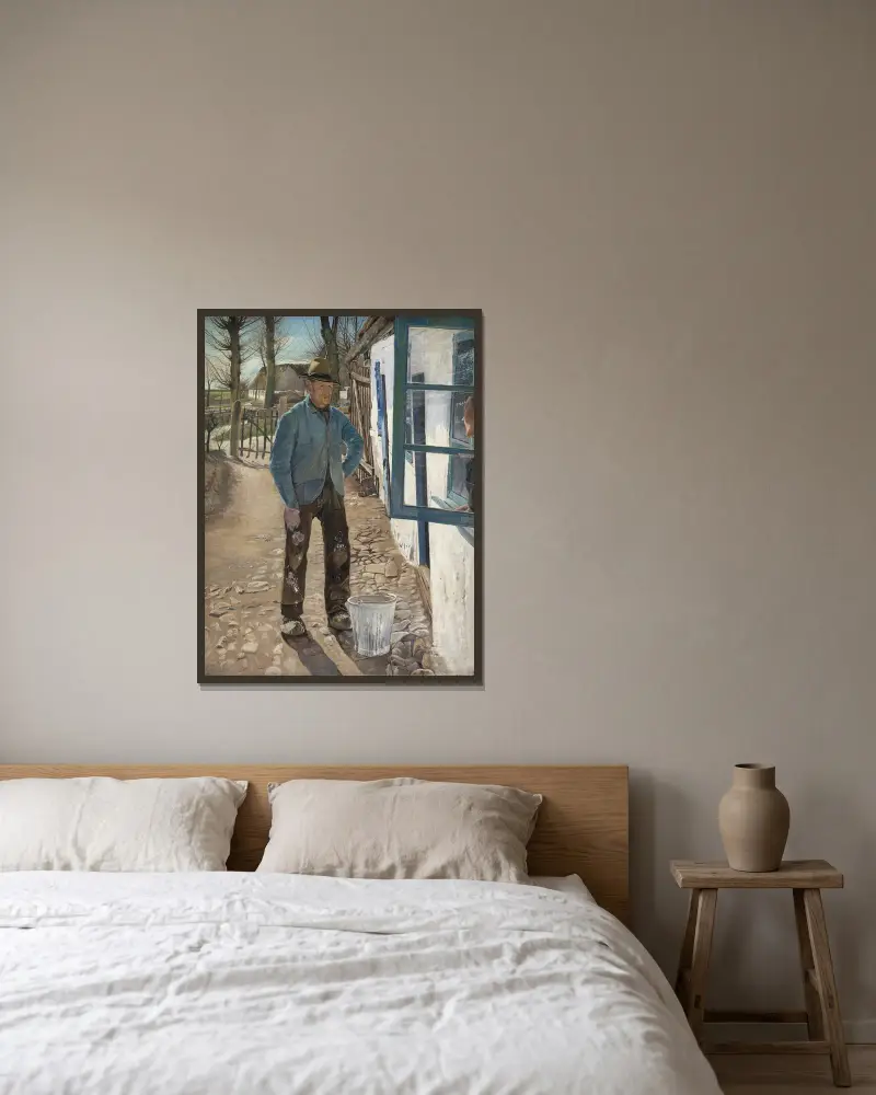 Bílý nátěr starého domu, Laurits Andersen Ring v rámu na stěně