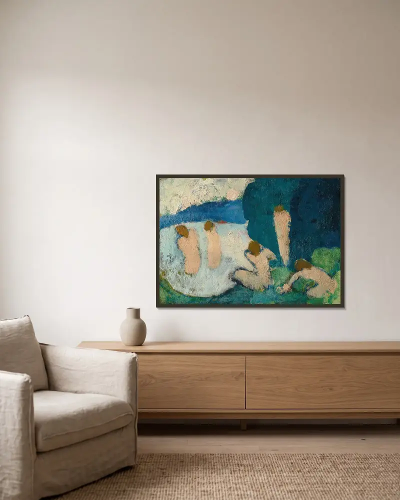 Badande kvinnor av André Derain inramad på en vägg