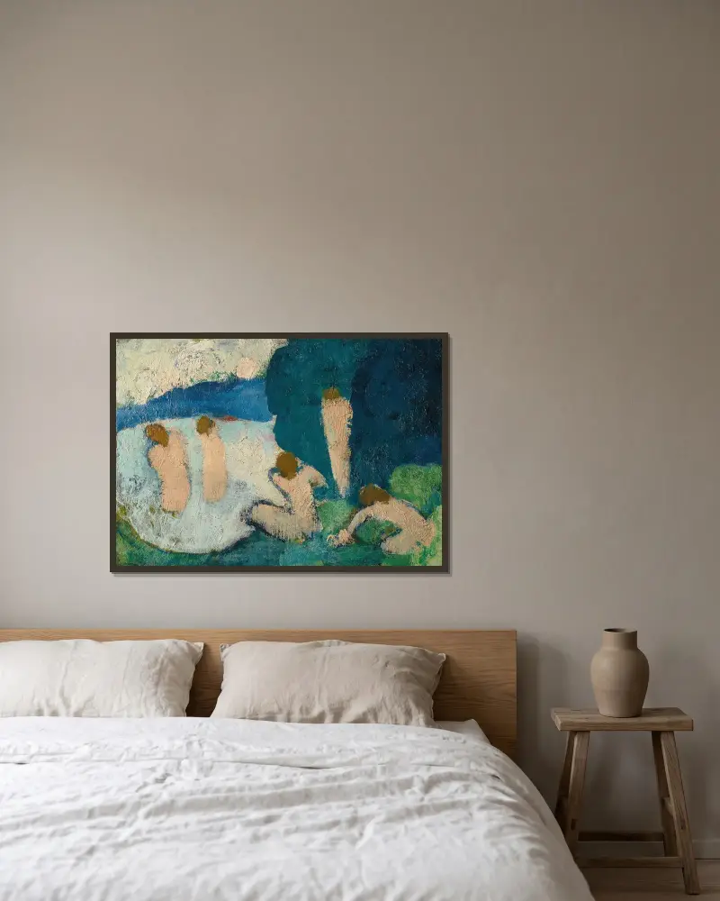 Badande kvinnor av André Derain inramad på en vägg