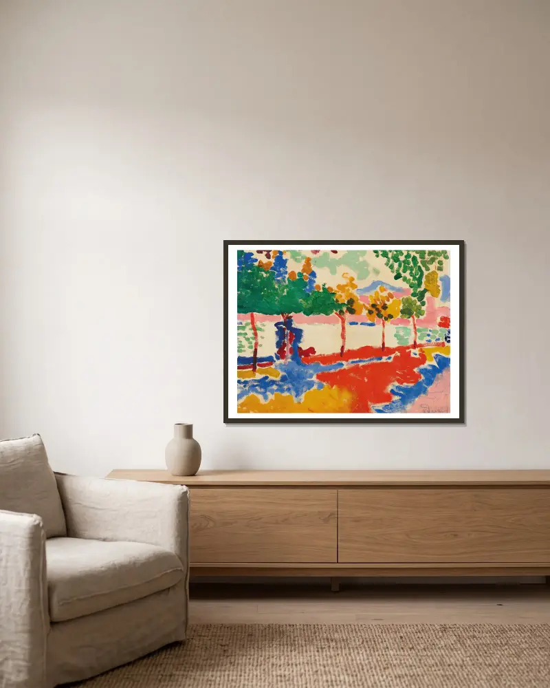 Břehy řeky, André Derain v rámu na stěně
