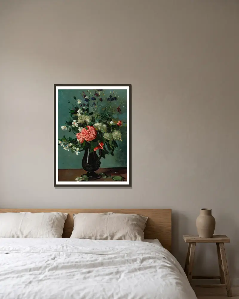 Fleurs des champs dans un pichet av André Derain inramad på en vägg