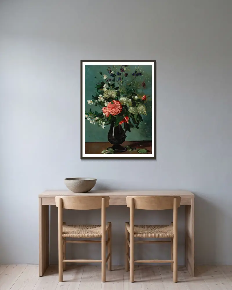 Fleurs des champs dans un pichet av André Derain inramad på en vägg