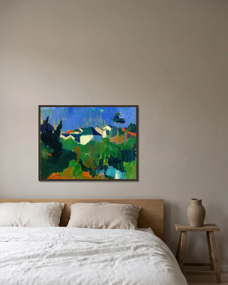 Dům obklopený zelení, André Derain v rámu na stěně