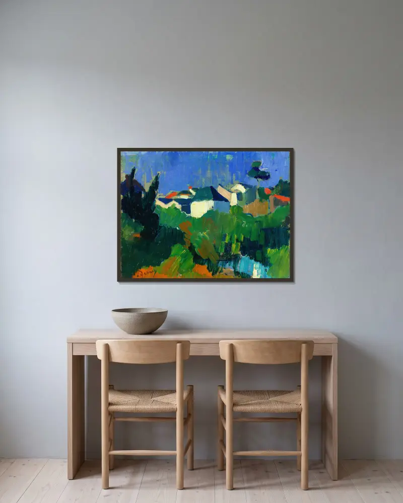 Dům obklopený zelení, André Derain v rámu na stěně