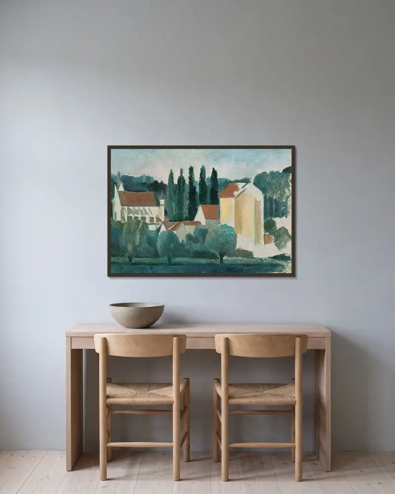 Kapellet i Crécy (Kvarnen) av André Derain inramad på en vägg