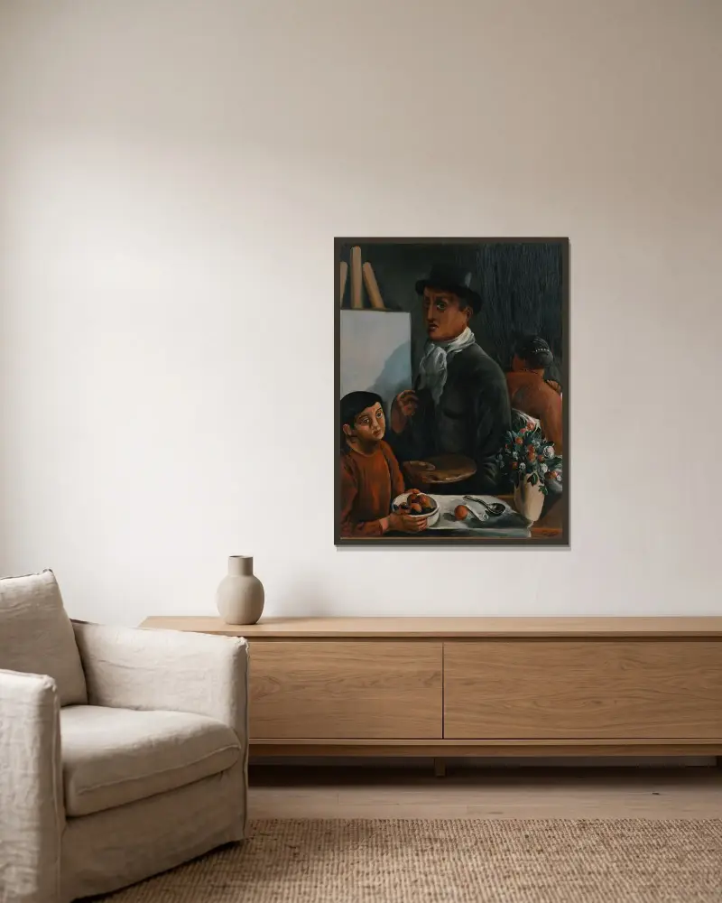 Konstnären i sin ateljé av André Derain inramad på en vägg