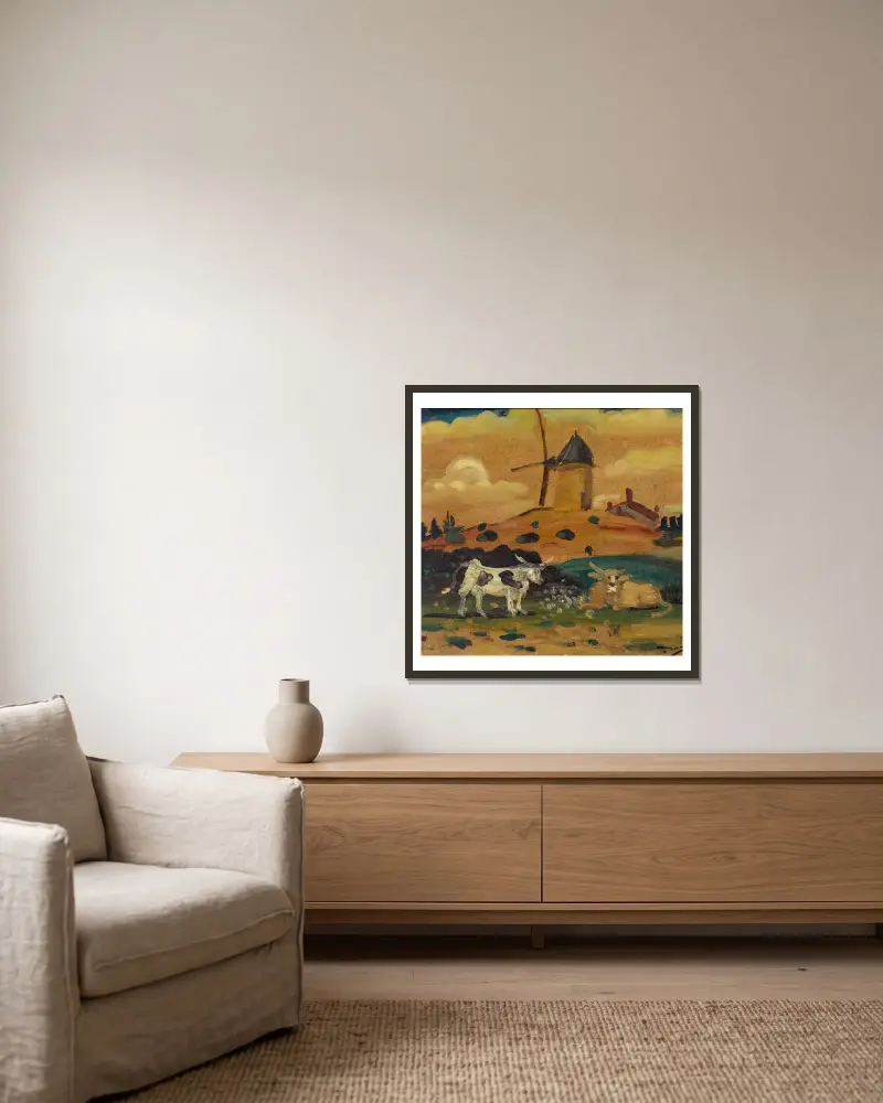 Mlýn a dvě krávy (Île-de-France), André Derain v rámu na stěně