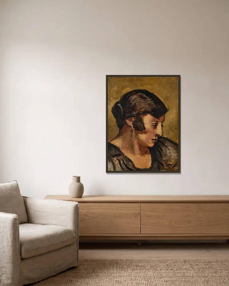 Tête de femme ou La Gitane av André Derain inramad på en vägg