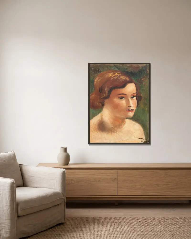 Tête de Jeune femme av André Derain inramad på en vägg