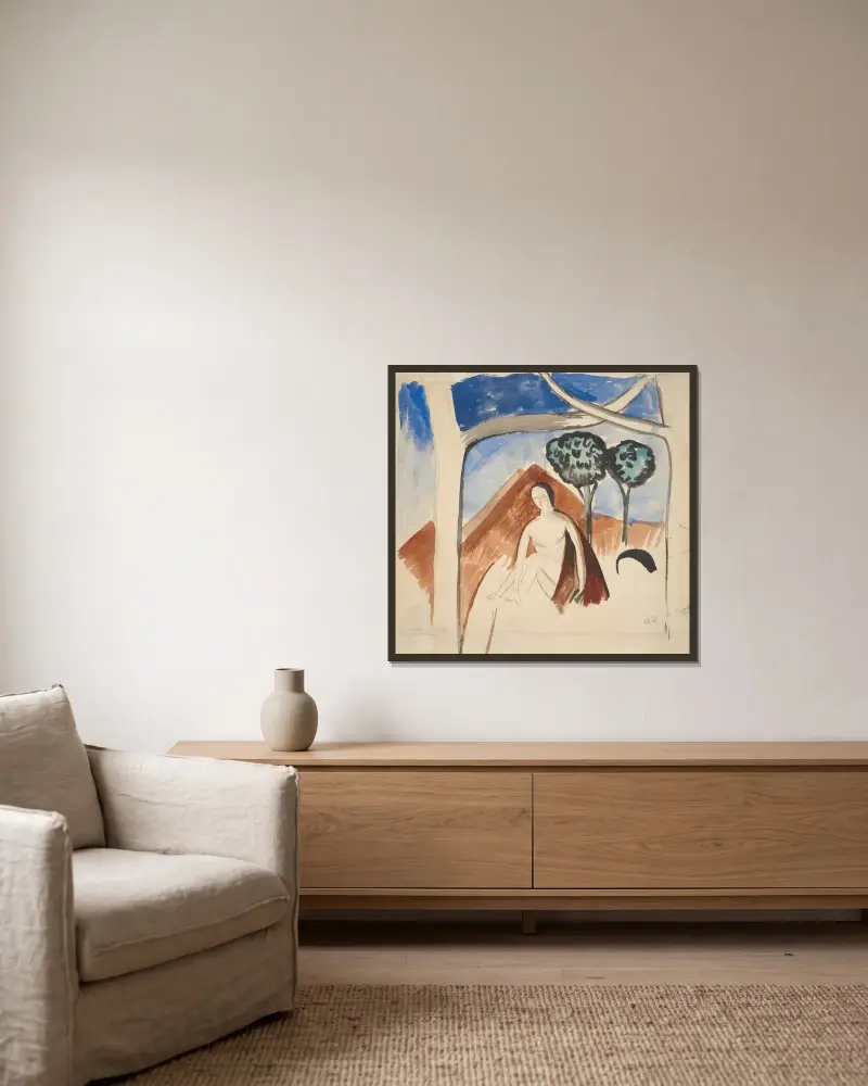 Woman and Mountain (c1977) av André Derain inramad på en vägg