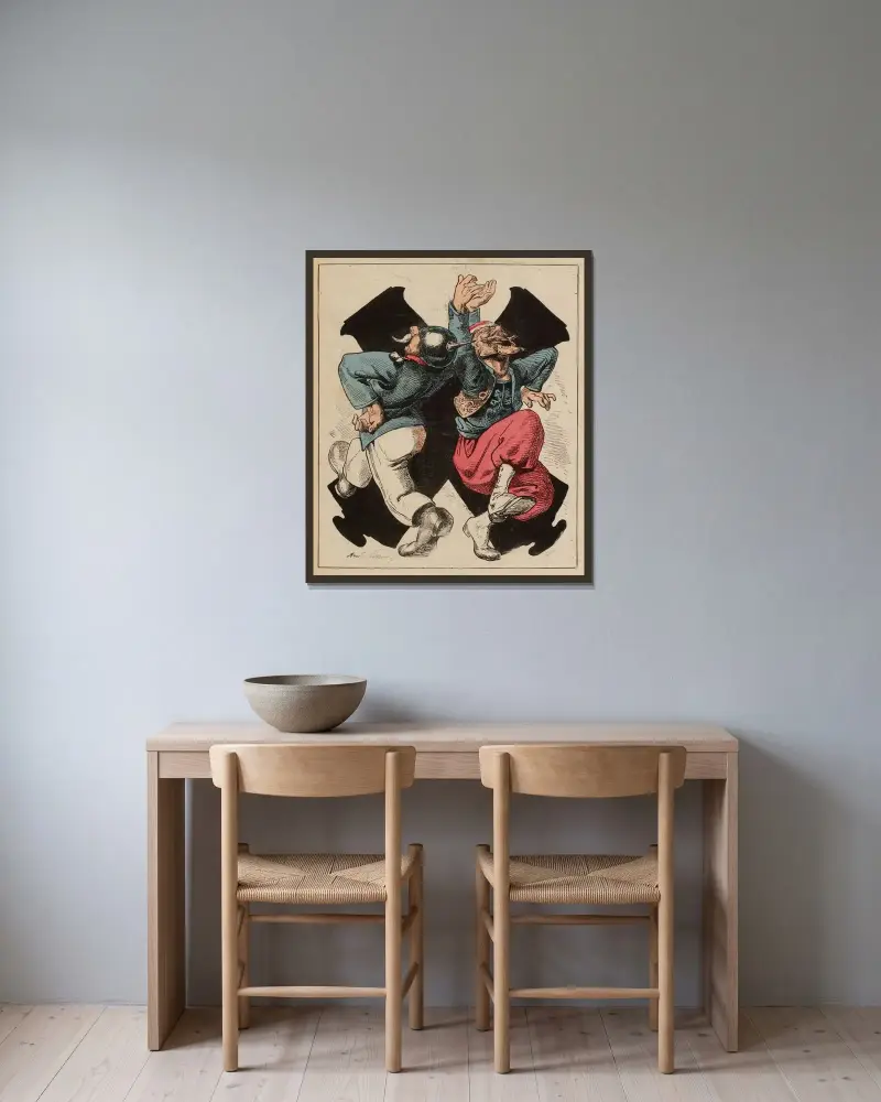 Actualité von André Gill gerahmt an einer Wand