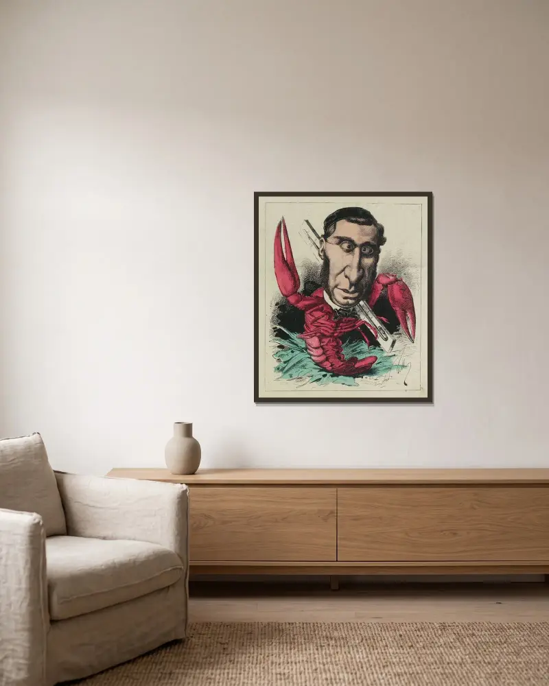 Emile Ollivier von André Gill gerahmt an einer Wand