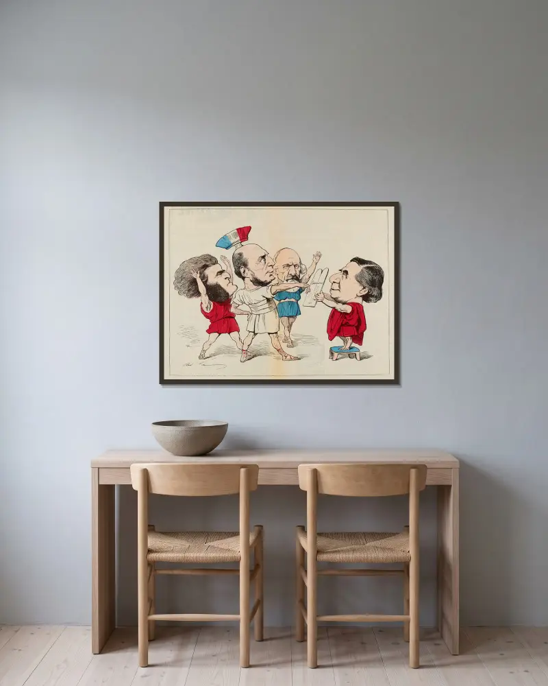 Studien nach den Meistern von André Gill gerahmt an einer Wand