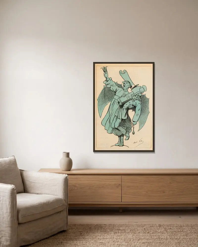 Gloria Victis (nach Mercié) von André Gill gerahmt an einer Wand